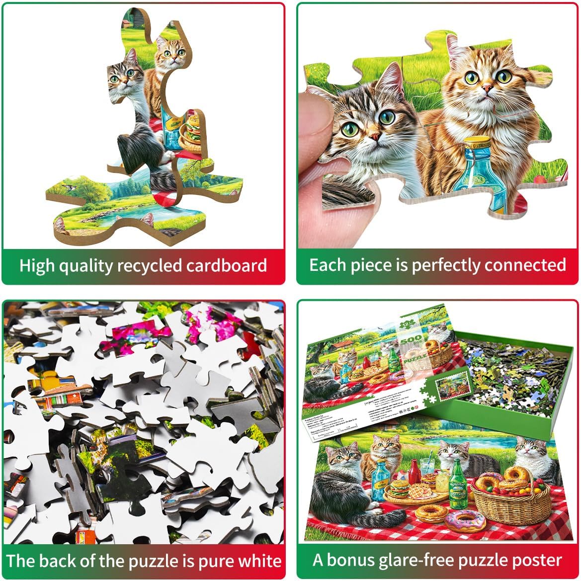 Thumbnail 1 de Puzzles 500 Pieces for Adults: Camping Cat – Classic 500 Piece Jigsaw