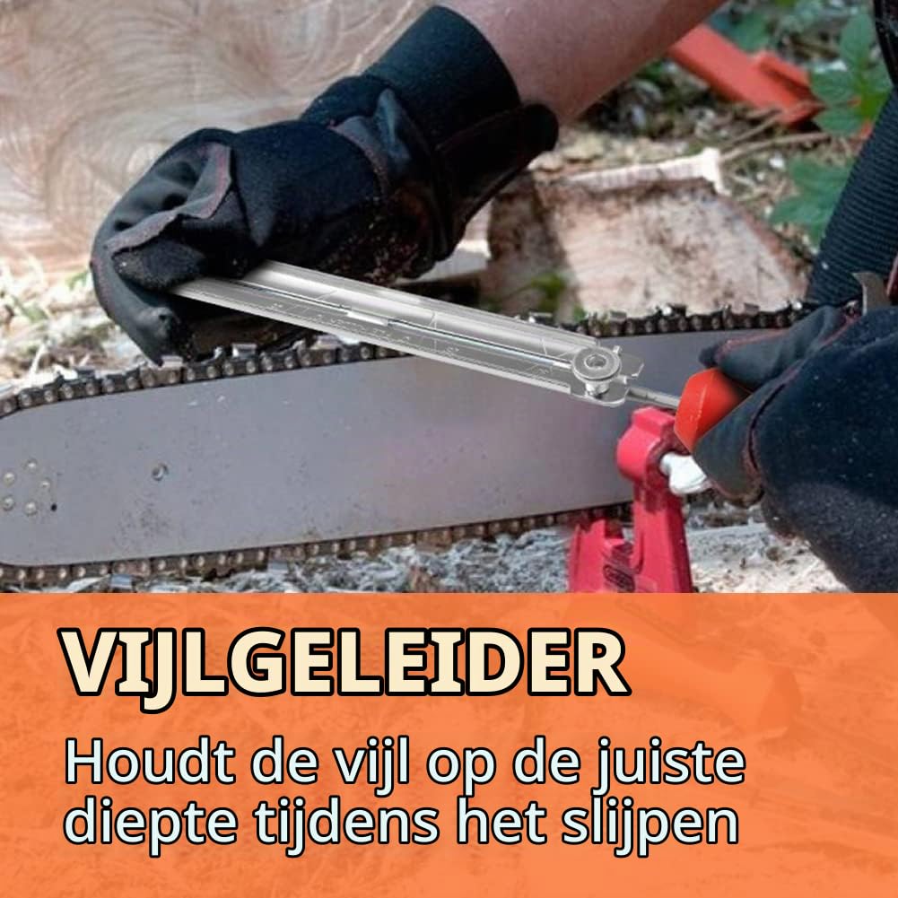 Detalle de OFFCUP slijpset voor kettingzagen, 10-delig met drie ronde vijlen