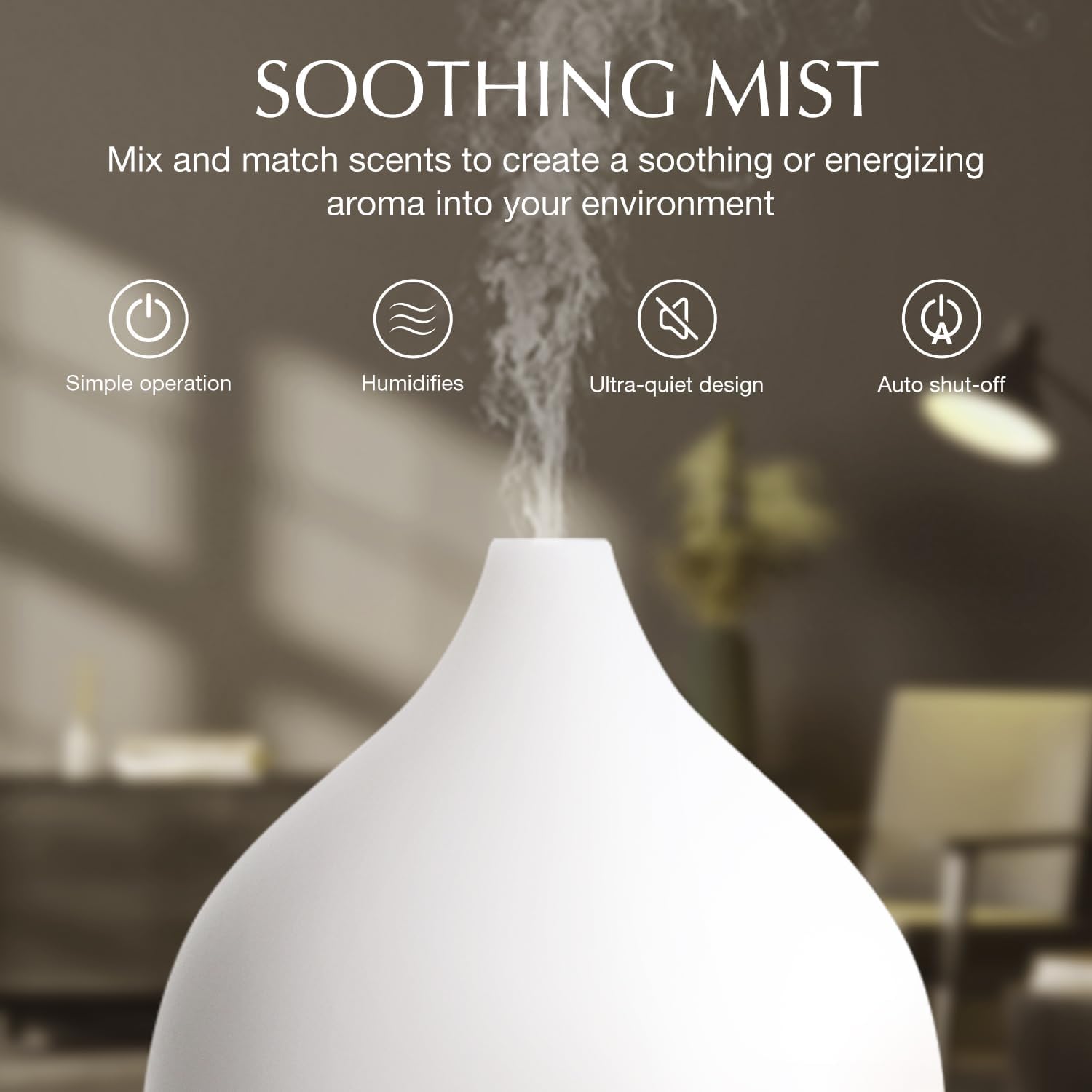 Thumbnail 2 de SALKING Diffusore di oli essenziali 100 ml con 8 LED e spegnimento automatico (senza BPA) bianco