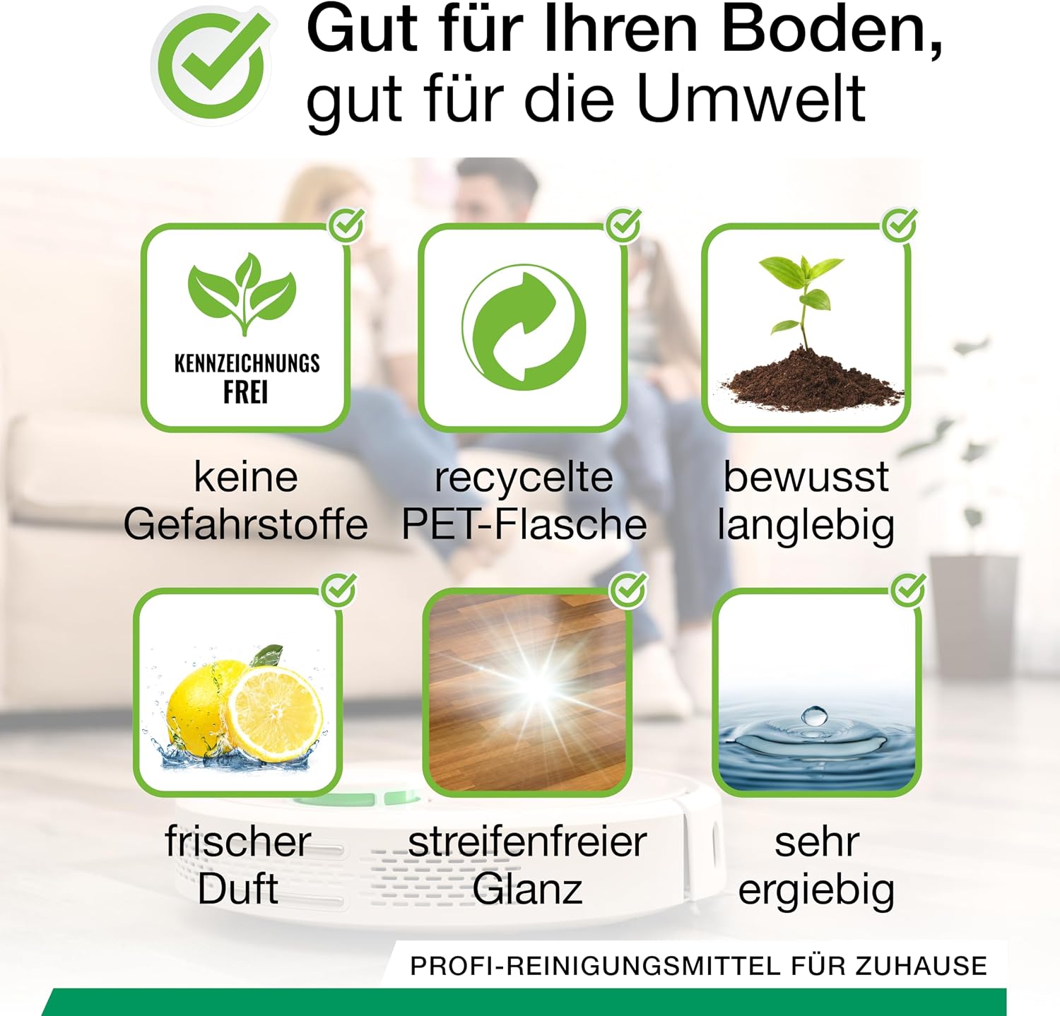 Detalle de BIOHY vloerreinigerconcentraat voor dweilrobots, 6 x 1 liter, 1:200