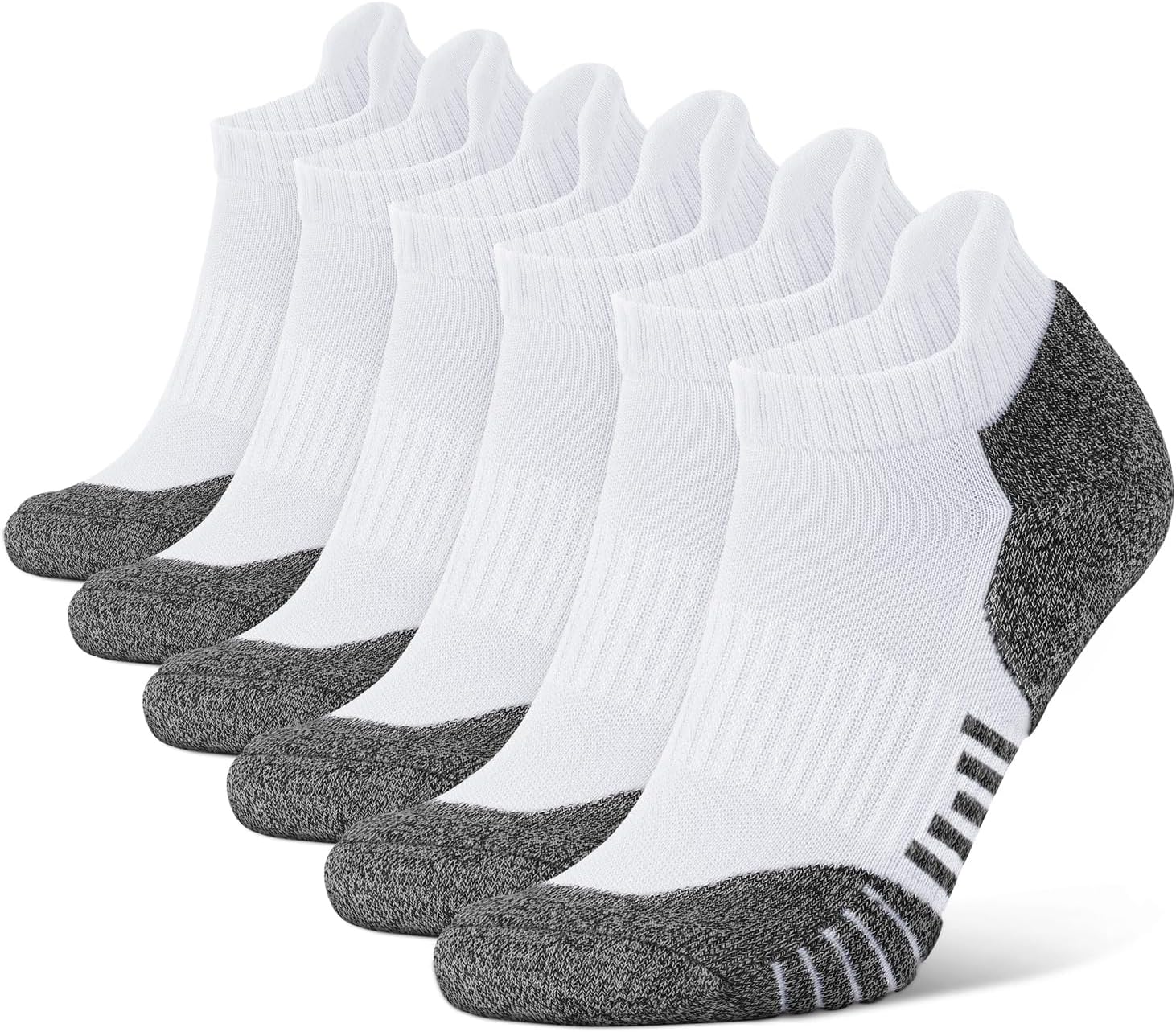 Thumbnail 6 de CLOSEMATE : lot de 6 paires de chaussettes de sport basses rembourrées antidérapantes respirantes noir/blanc (39-42, 43-46, 47-50)