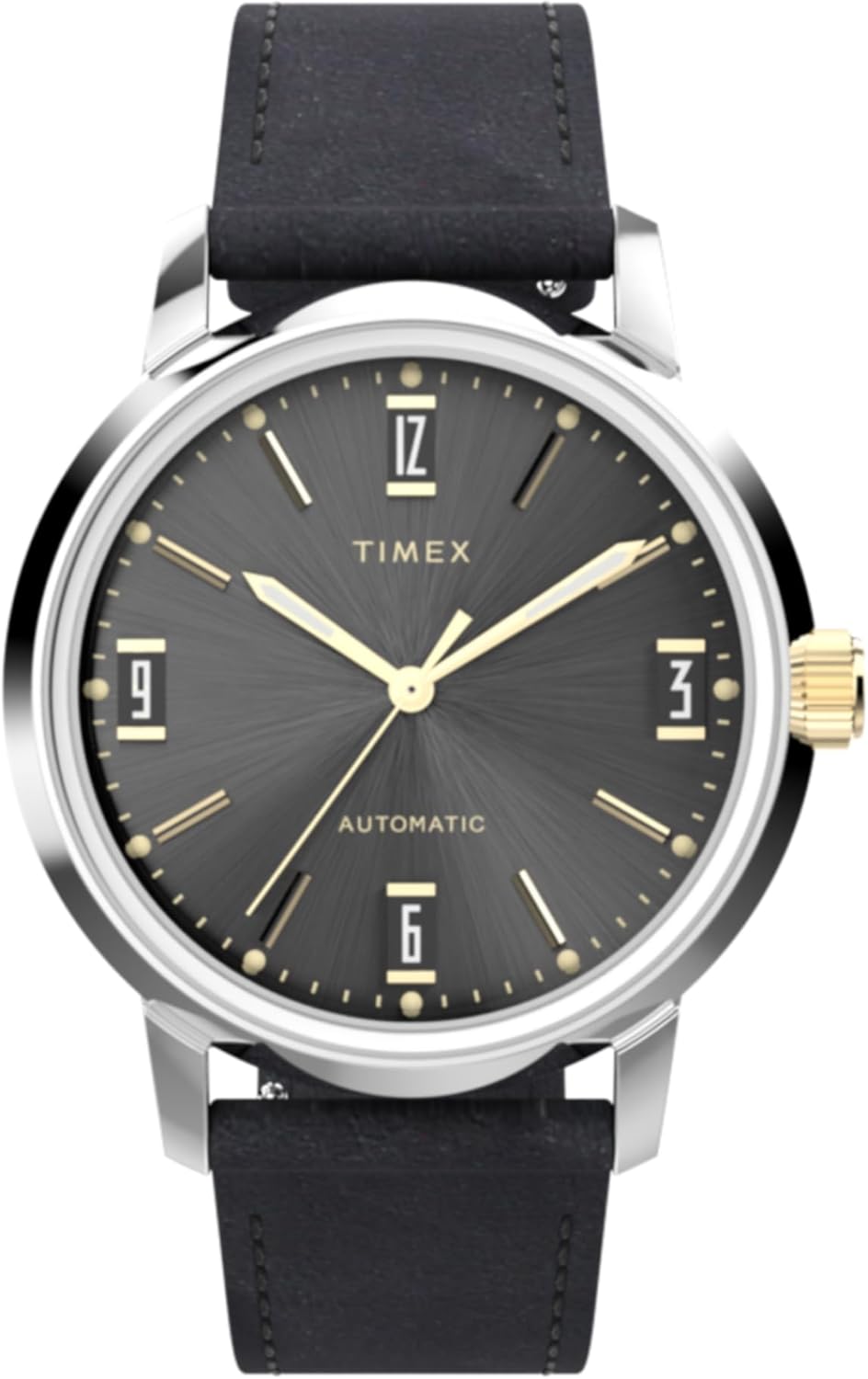 Detalle de Timex Marlin Automatic ⌚ Reloj de 40 mm, cuero negro