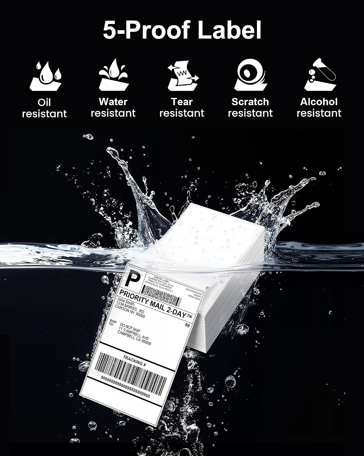 Detalle 1 de Phomemo SLP-4*6-500-PU Thermal Shipping Labels, 4 x 6 Inches, 500 Count