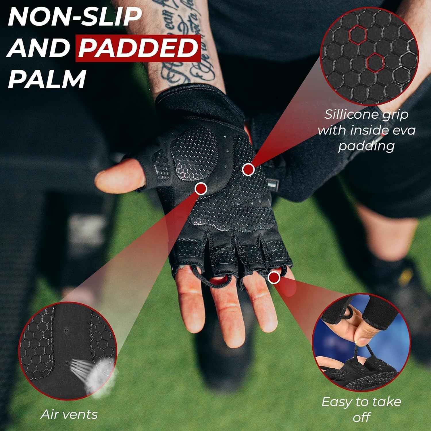 Detalle de BEAST RAGE Gym Gloves for Weight Lifting