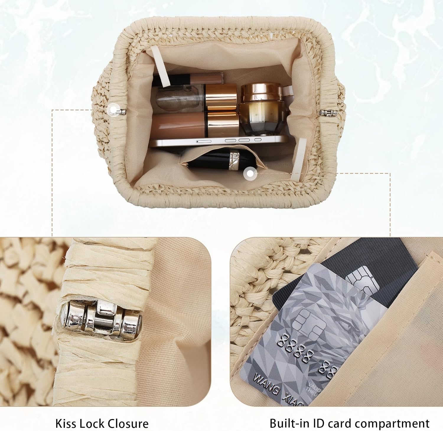 Detalle 2 de Jywmsc Straw Clutch Purse for Women – 2025 Woven Rattan Beach Bag