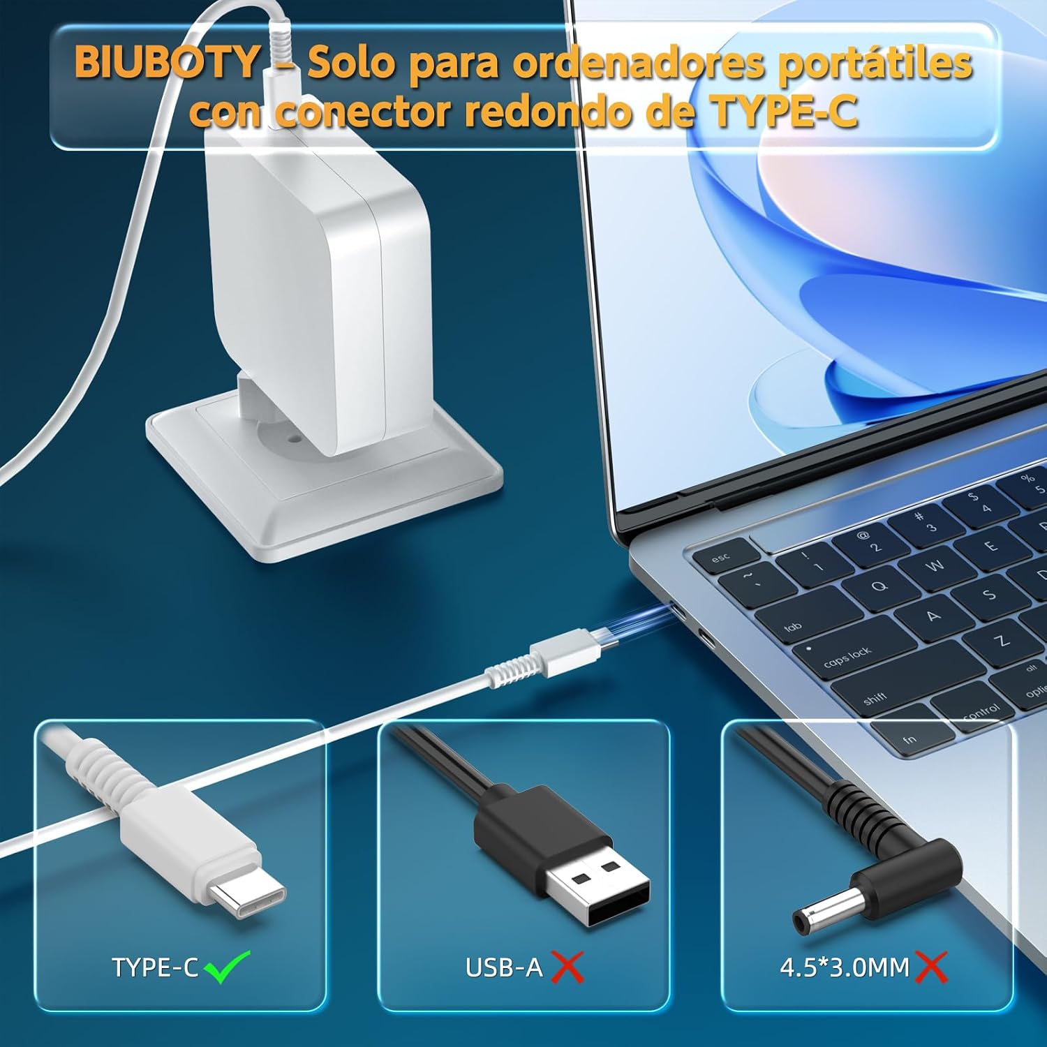 Detalle 2 de BIUBOTY Cargador 96W USB C para MacBook