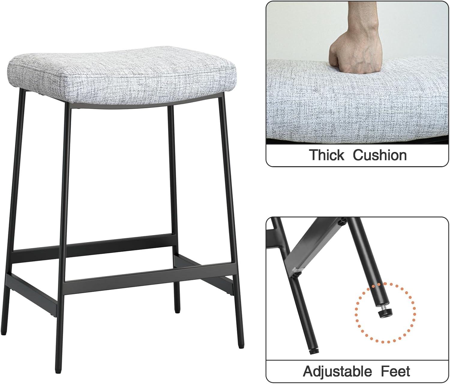 Detalle 2 de Skokliz CH006-AM7CA45372 Backless Counter-Height Bar Stools, Set of 2