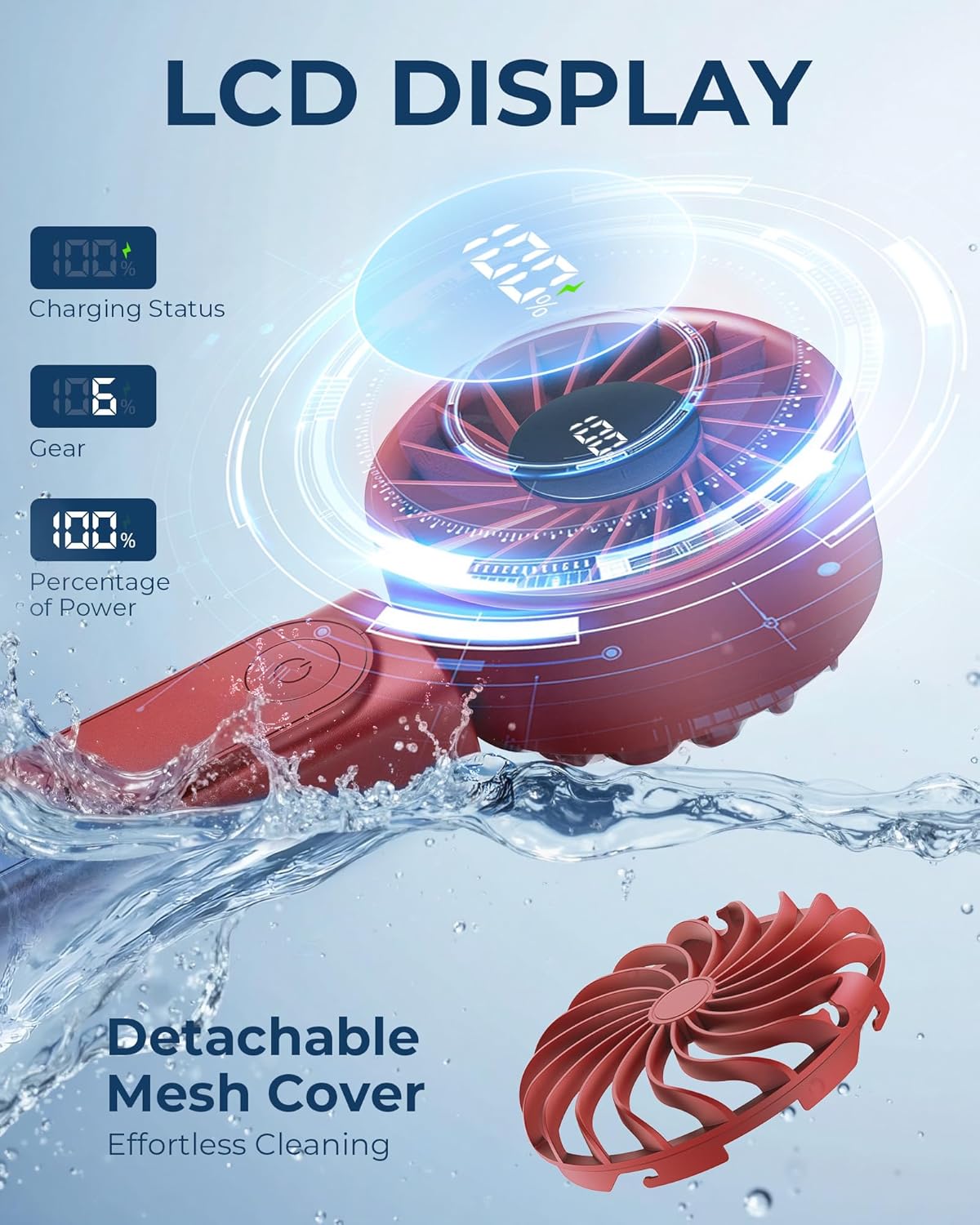 Thumbnail 4 de Peiyuu Handheld Fan: Portable 4000mAh, 6-Speed, 180° Foldable Mini Fan for Home, Office, Travel