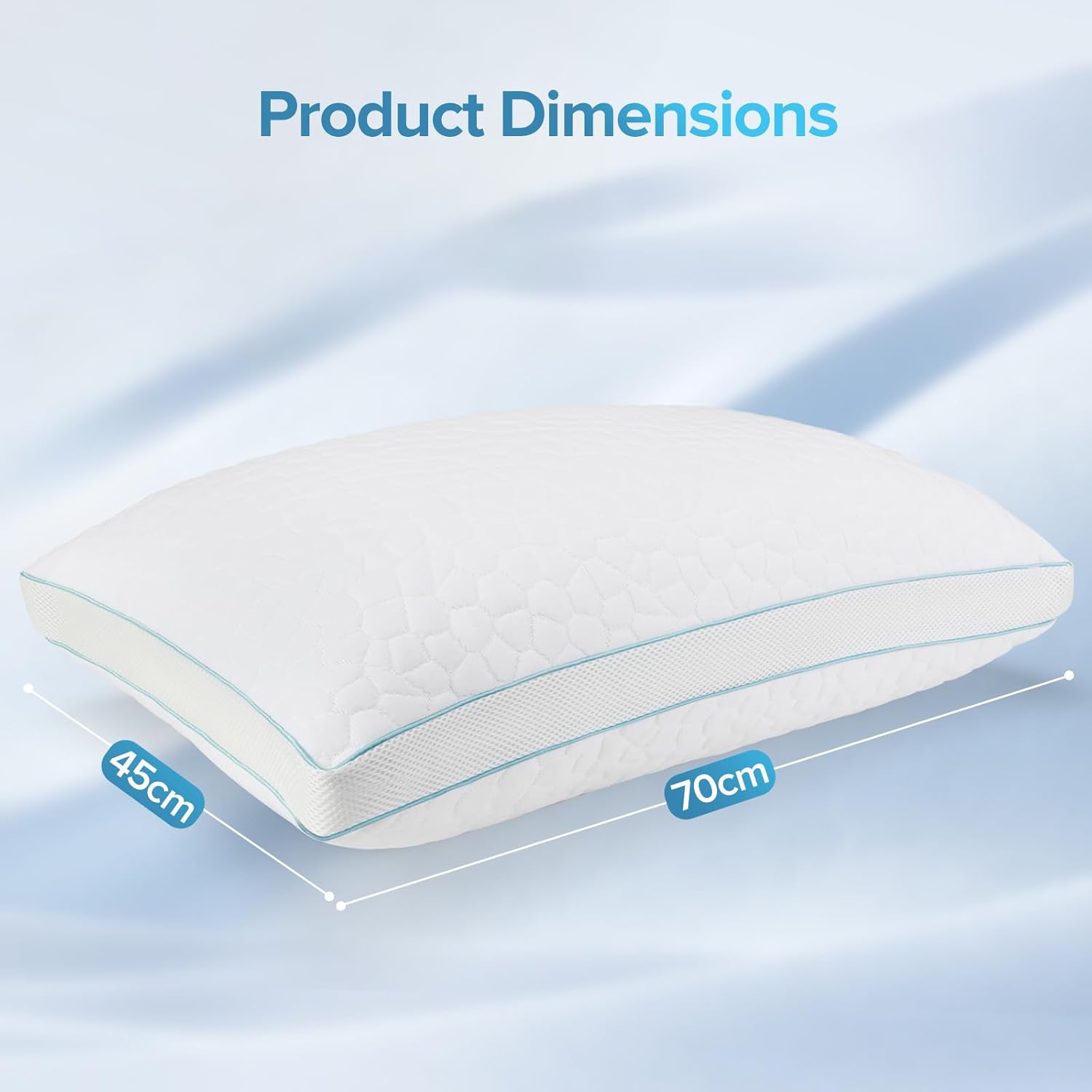 Thumbnail 3 de Hapiclody Shredded Memory Foam Pillows 2 Pack – Adjustable Firmness with Bamboo Cover (70 x 45cm)
