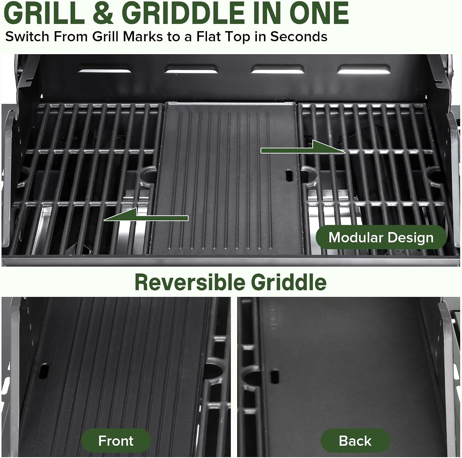 Detalle de LMNOCHM Propane Grill and Griddle Combo, 4-Burner