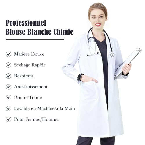 Thumbnail 2 de COCREAZY Blouse Chimie Lycee Blanche - Blouse médicale en coton/polyester avec 3 poches