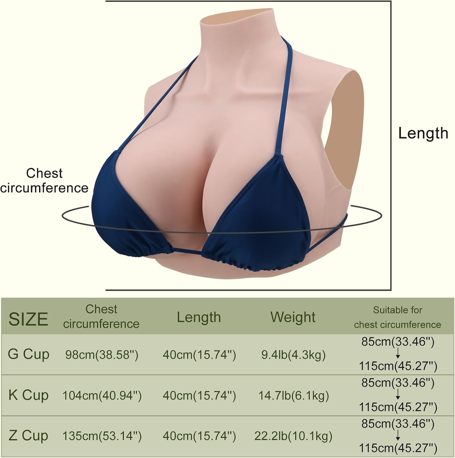 Detalle de TGLTOJAHY Silicone Breast Forms for Stage, Fair Z Cup