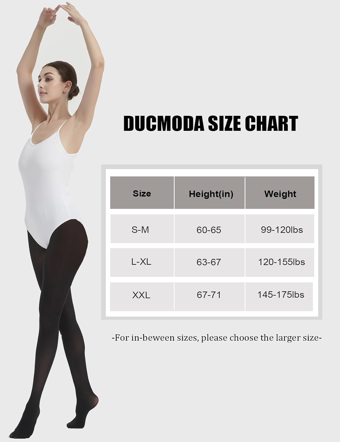 Detalle 1 de DUCMODA konvertibla danstights för kvinnor och flickor, halvtransparenta och mjuka