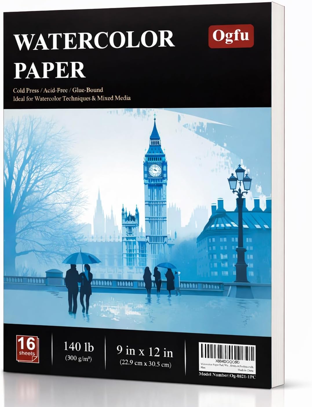Detalle de Ogfu Watercolor Paper Pad (9"x12", 140 lb / 300 gsm) Cold Press, Acid-Free