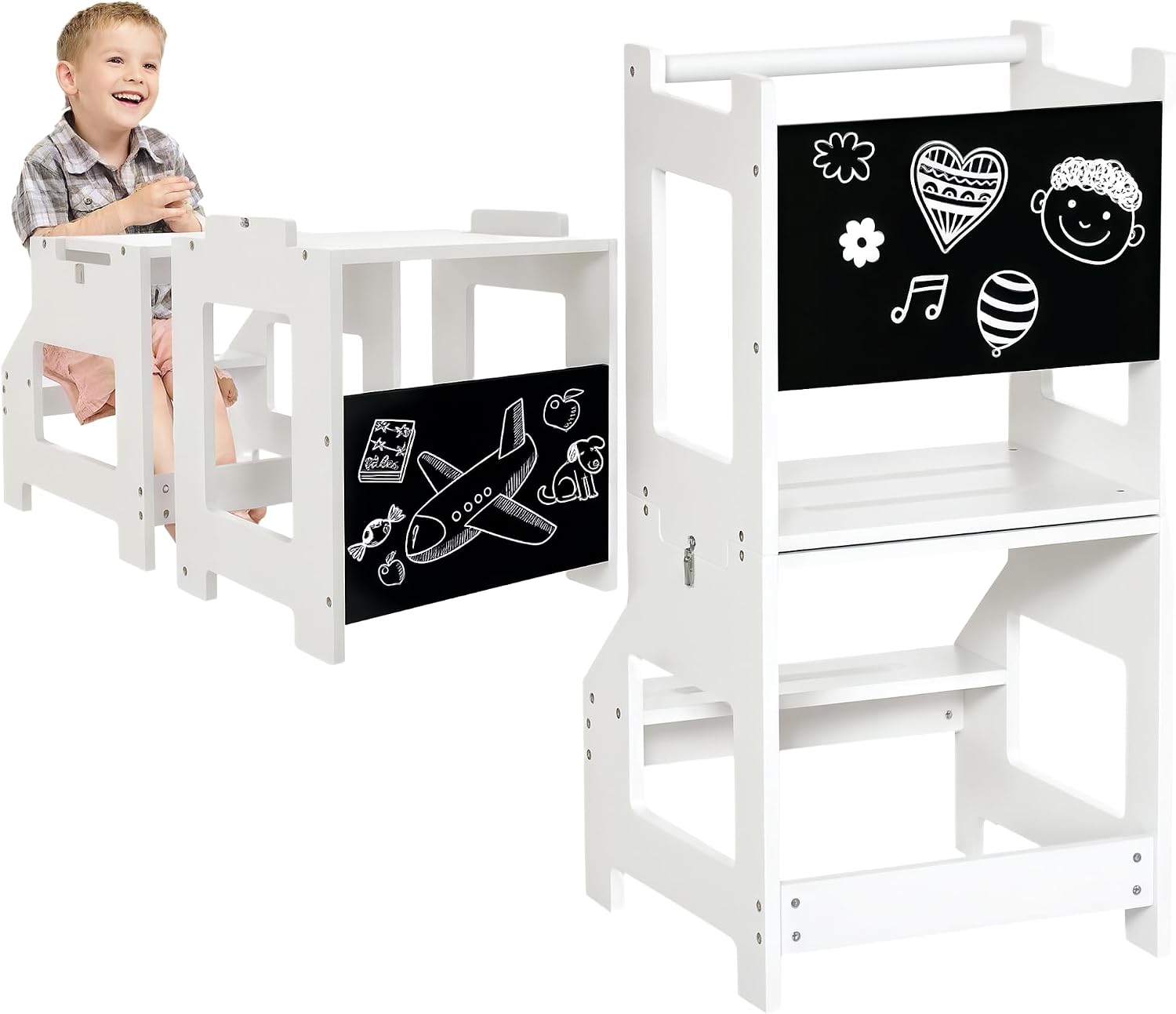 HOMCOM 2 in 1 Kids Kitchen Step Stool