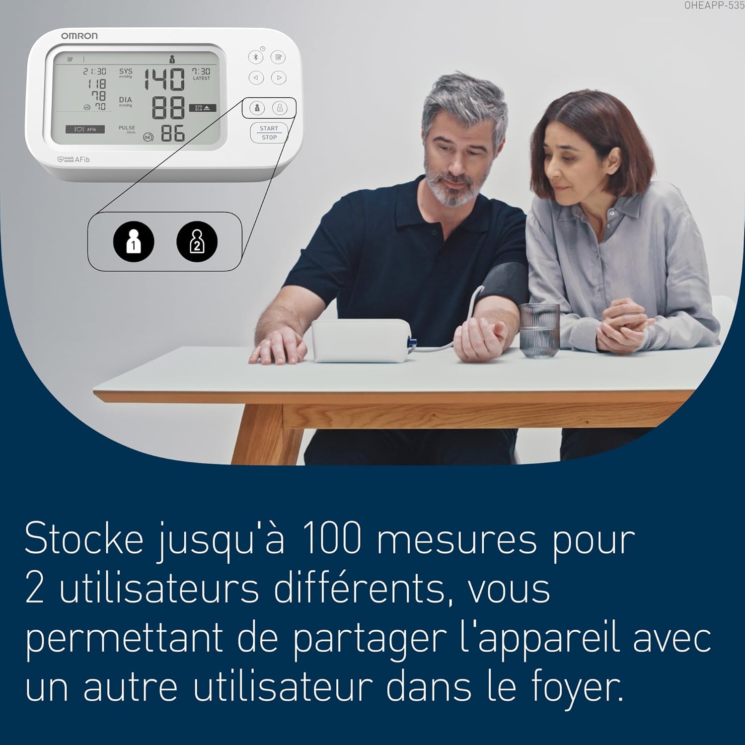 Detalle de OMRON X7 Smart AFib : tensiomètre bras connecté pour le suivi fiable de la tension et du risque de fibrillation