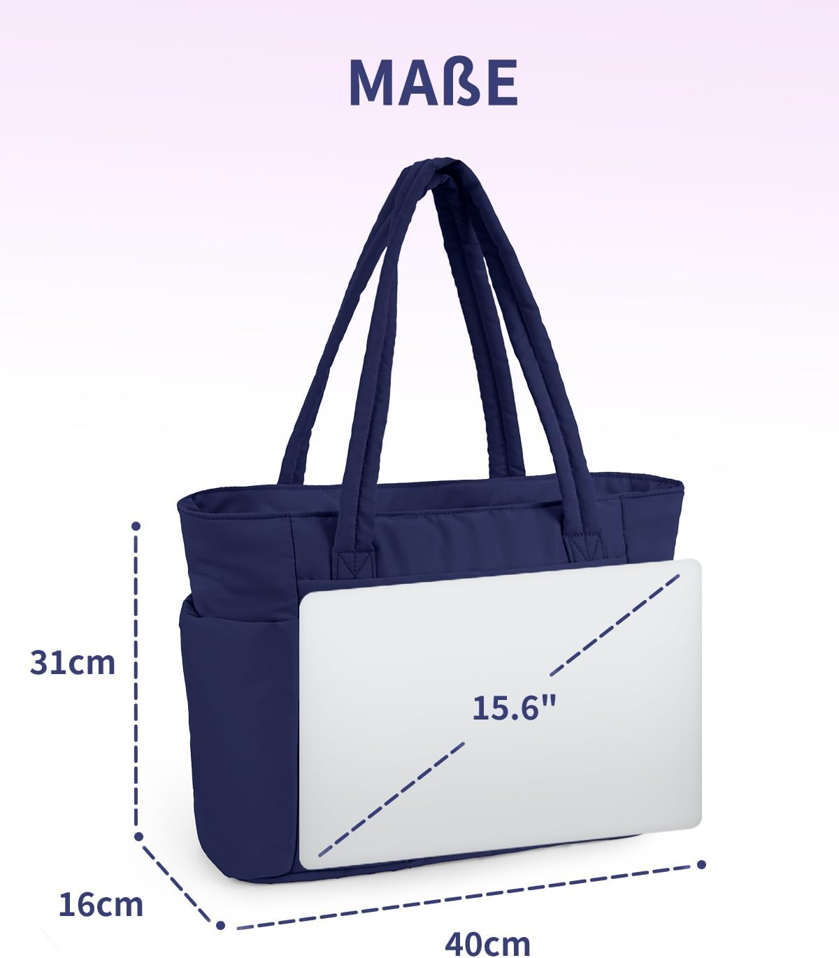 Thumbnail 5 de Wandering Nature Handtasche Damen Tote 20L – gepolstertes Laptopfach 15,6 Zoll, Flaschenhalter, 40oz/1,18 L, 20L Großgesteppt