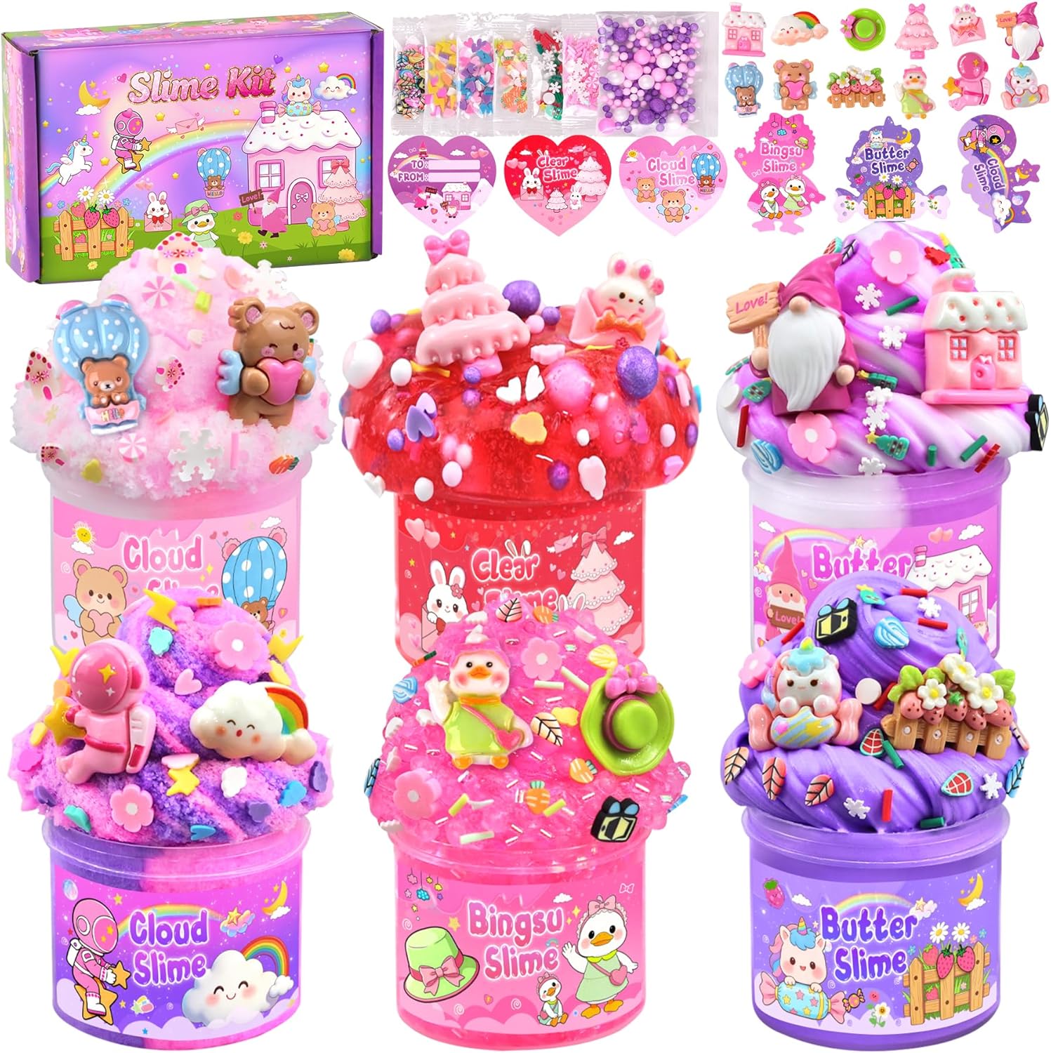 Detalle de LAWOHO 6 Pack Pink Slimes: A Colourful, Mess-Minimised DIY Slime Kit for Kids
