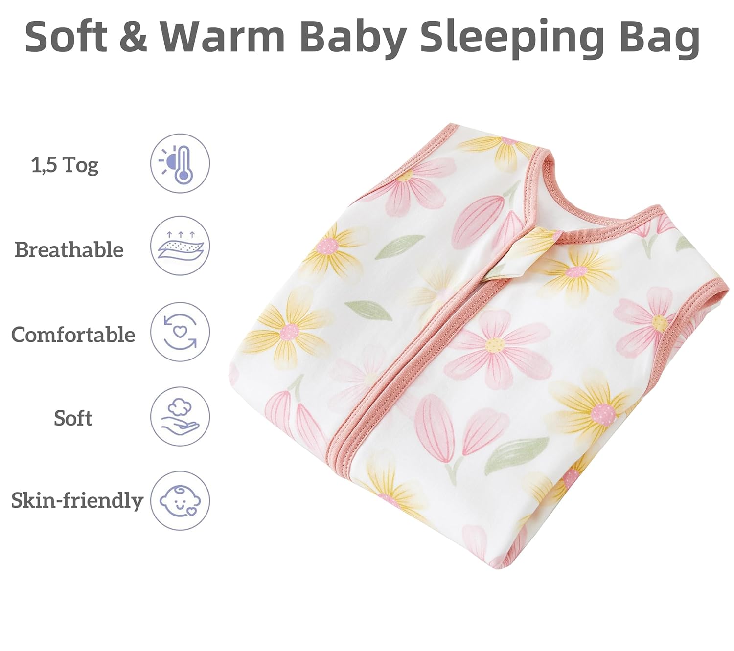 Thumbnail 1 de Teechodina Baby Ganzjahres Schlafsack mit Füßen aus 100% Baumwolle – bequem, atmungsaktiv und frei beweglich