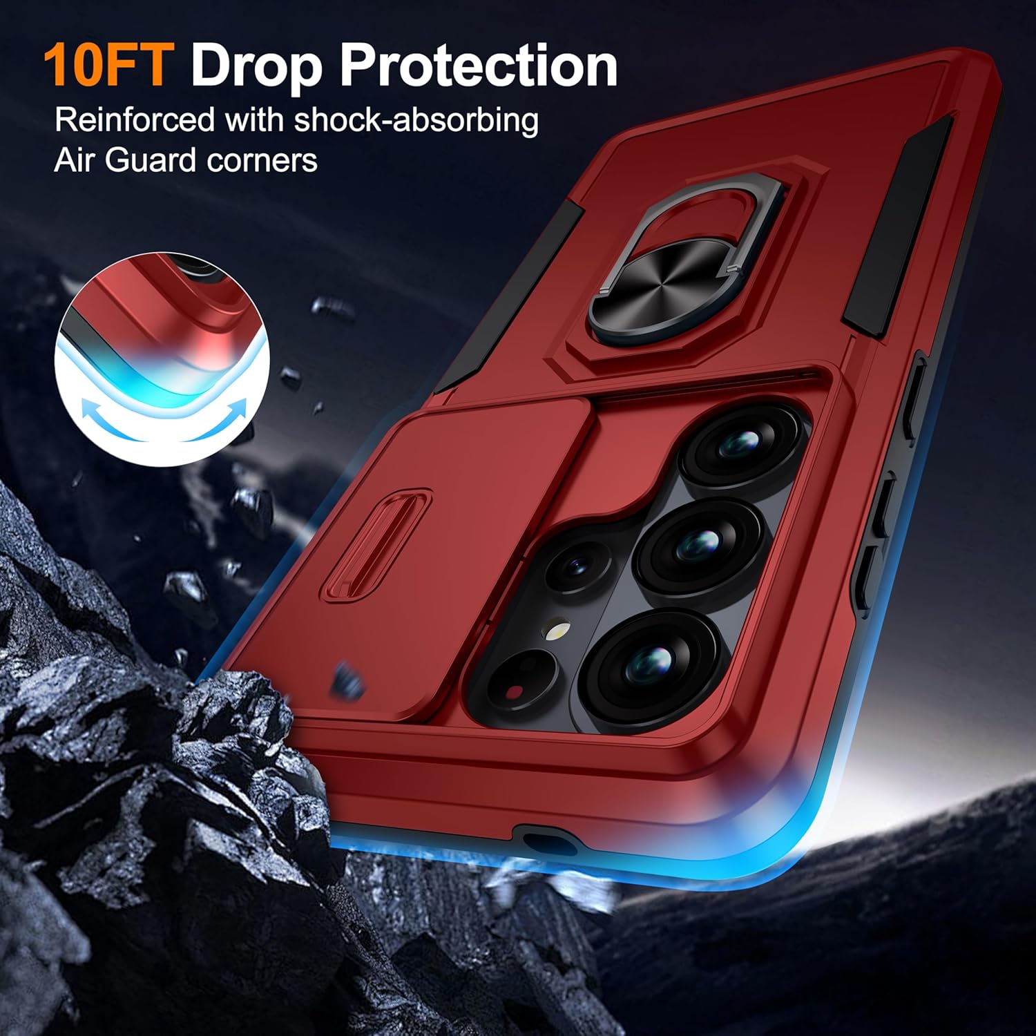 Detalle de AMILIFECASES Galaxy S26 Ultra Case with Slide Camera Cover and Rotatable Kickstand