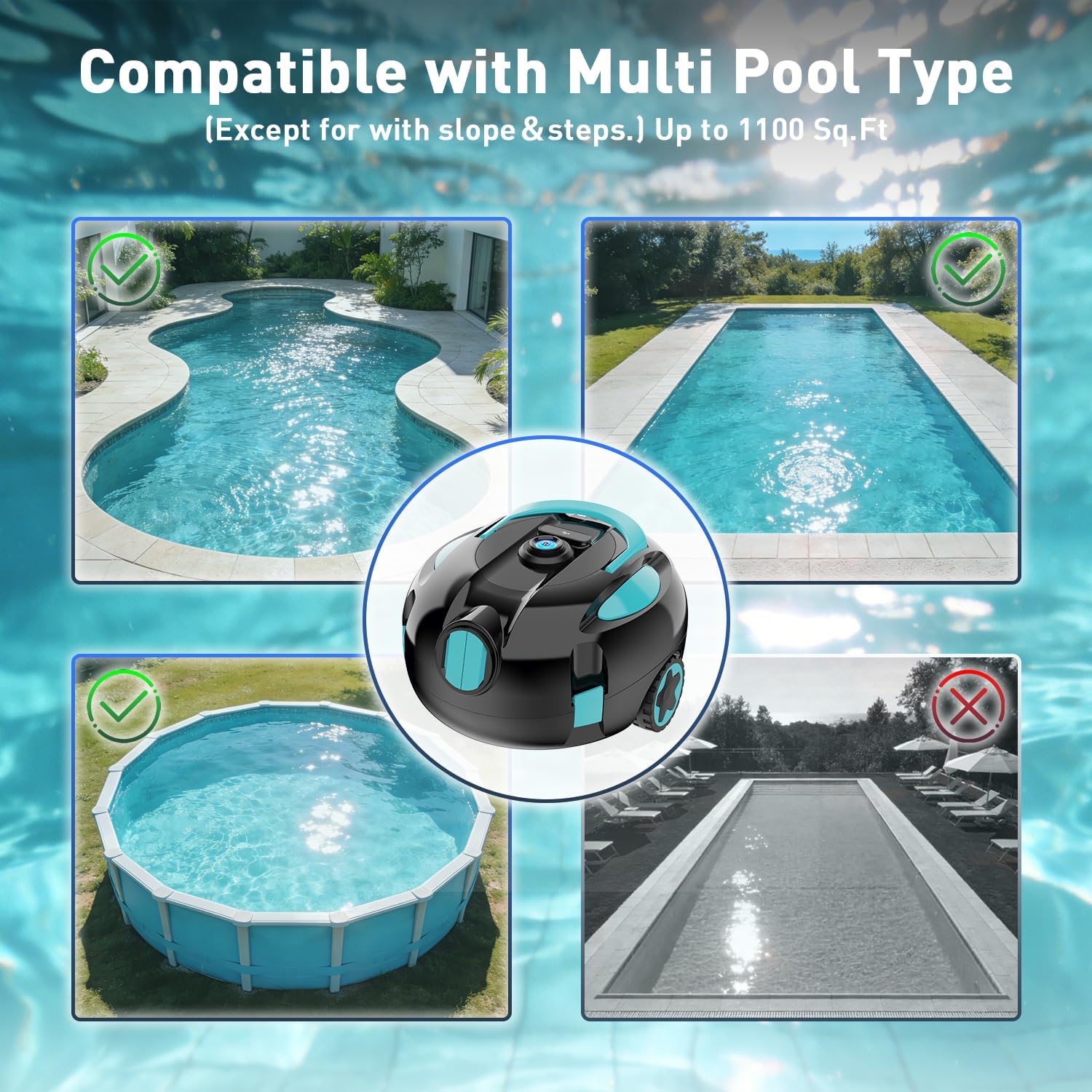 Thumbnail 6 de KKI Cordless Robotic Pool Cleaner with Dual Suction — Up to 1100 sq ft