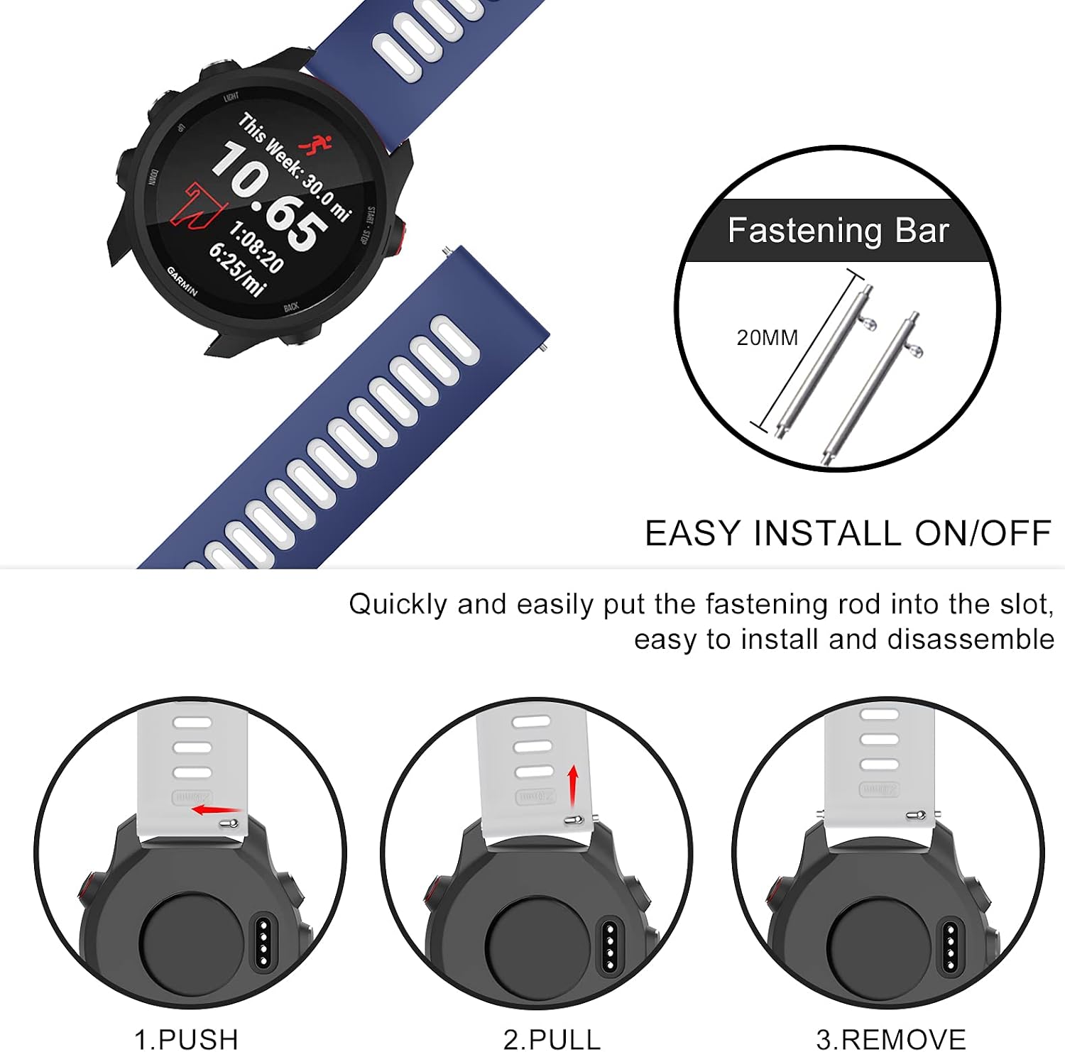 Thumbnail 4 de OVERSTEP 20mm Soft Silicone Strap for Garmin and Galaxy Watches