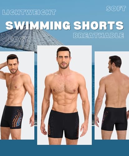 Detalle de AMZSPORT Maillot de Bain Homme Short de Bain à Séchage Rapide – Noir-Orange XL