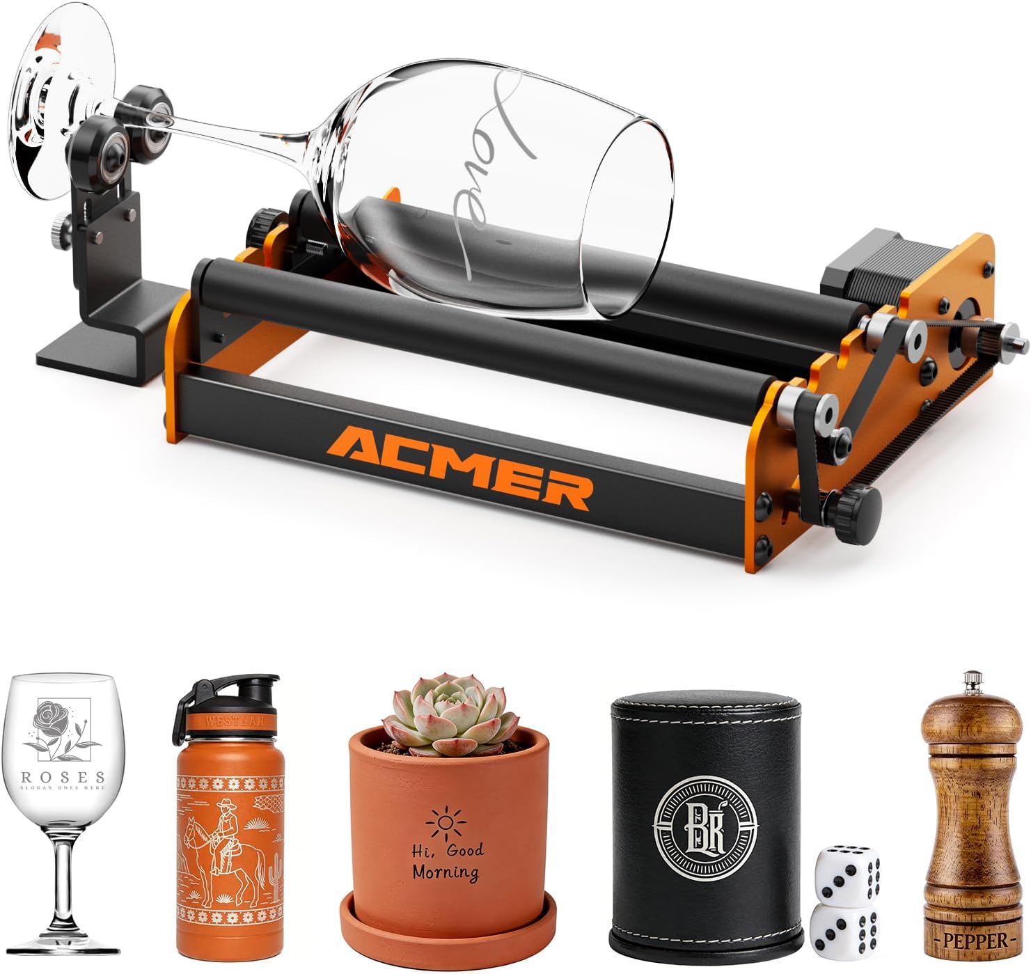 Detalle de ACMER M2 Rotary Roller for Laser Engravers: 360° Y-axis Rotary Module for Cylindrical Objects