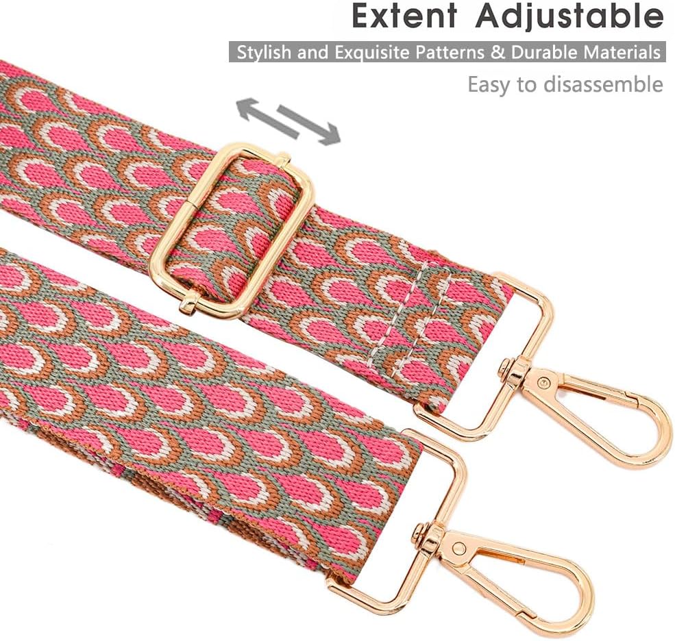 Detalle de ROYGBCP Replacement Purse Strap: Adjustable Wide Canvas Crossbody Shoulder Strap for Women