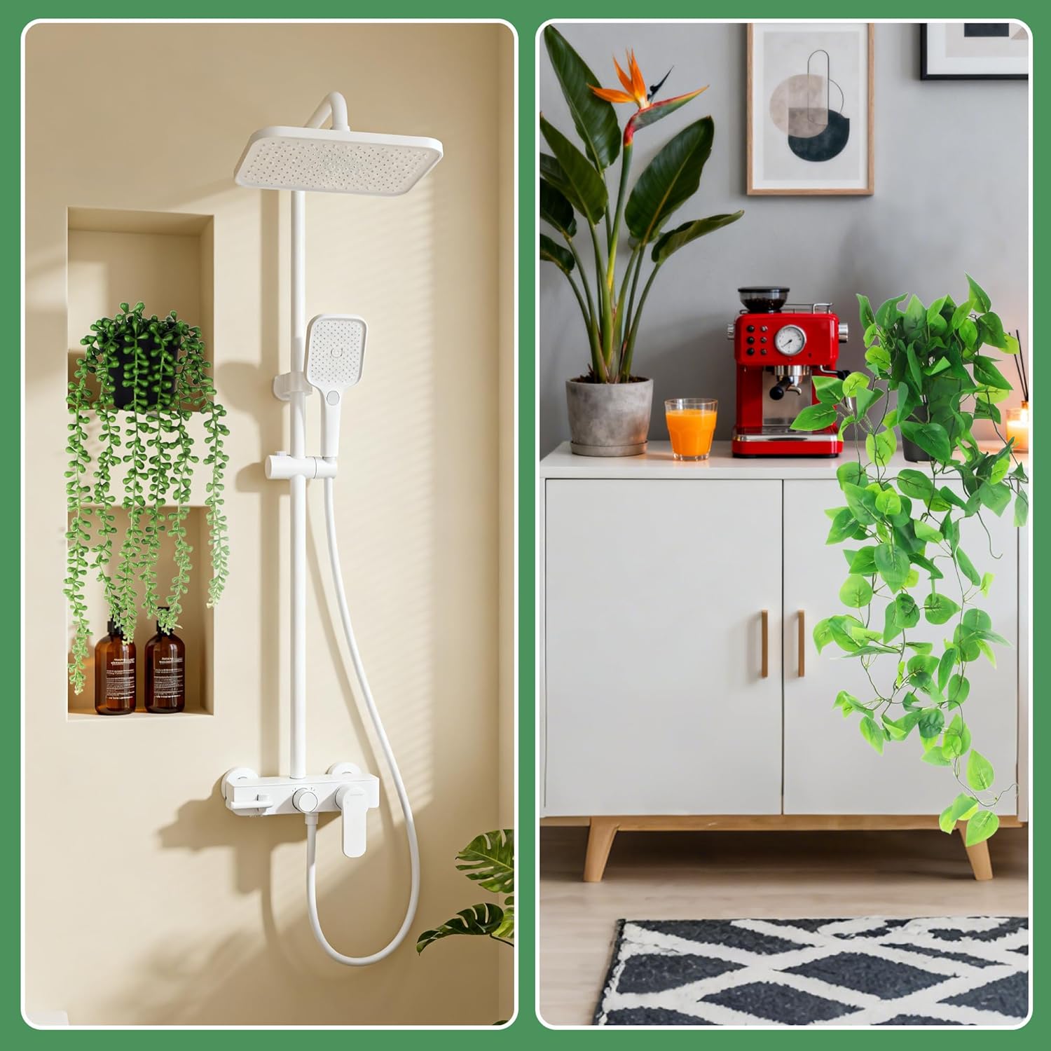 Thumbnail 6 de LIAILA — Ensemble de 4 plantes tombantes artificielles avec pots (lierre, fougères, pothos, eucalyptus) pour intérieur et extérieur