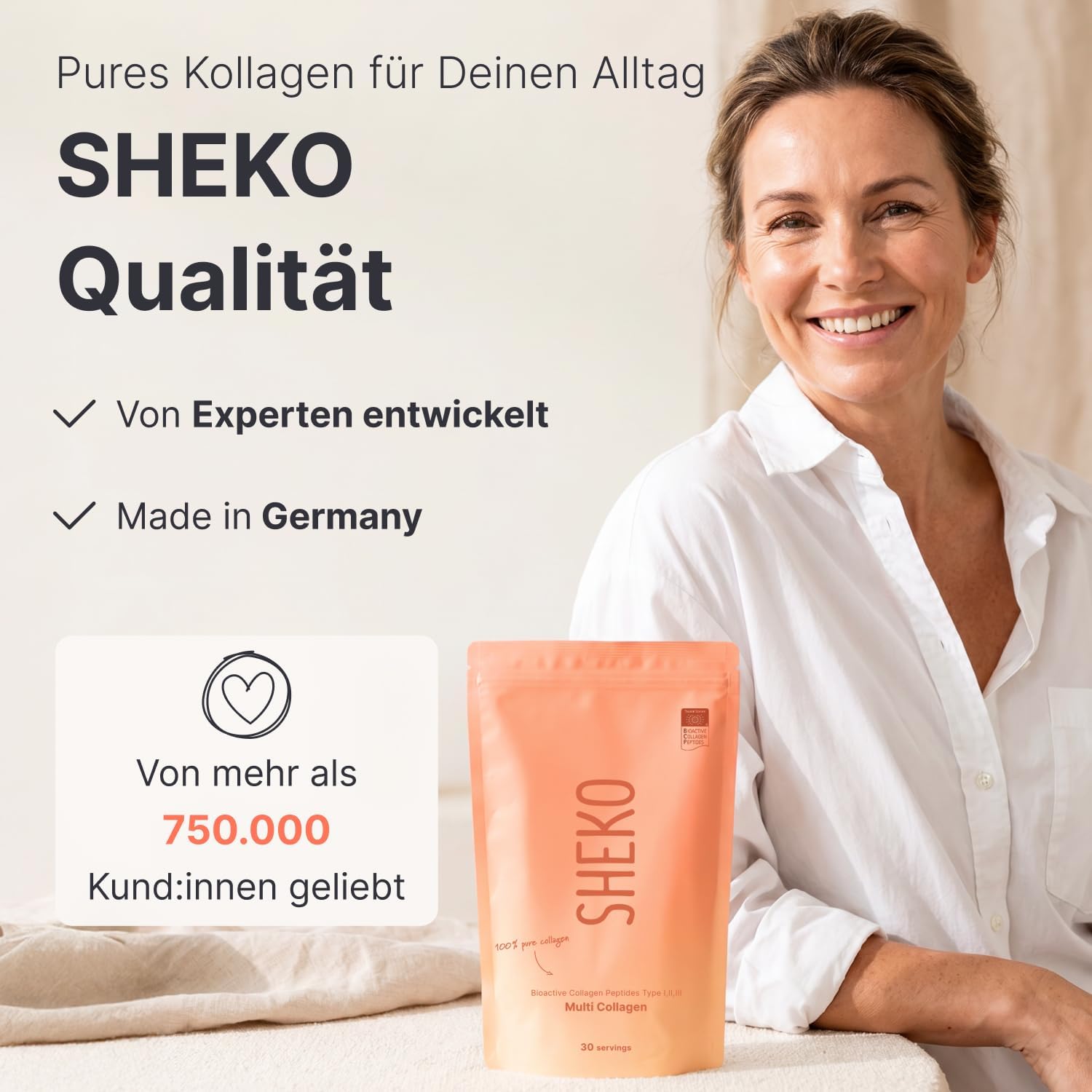 Thumbnail 6 de SHEKO Kollagen Pulver 450g – Hochdosiertes Hydrolysat aus Typ 1, 2 und 3