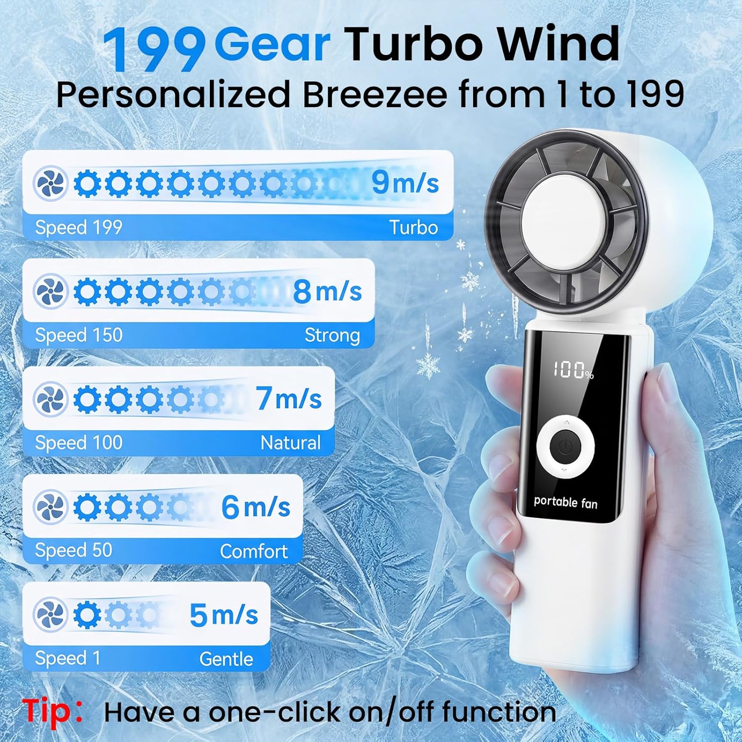 Detalle de Phimke Portable Handheld Fan with 3-in-1 Design and LED Display