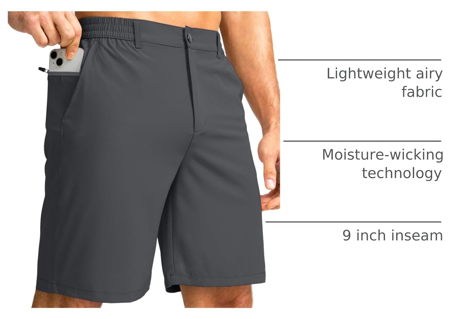 Detalle 2 de Men's Golf Shorts with 9-Inch Inseam