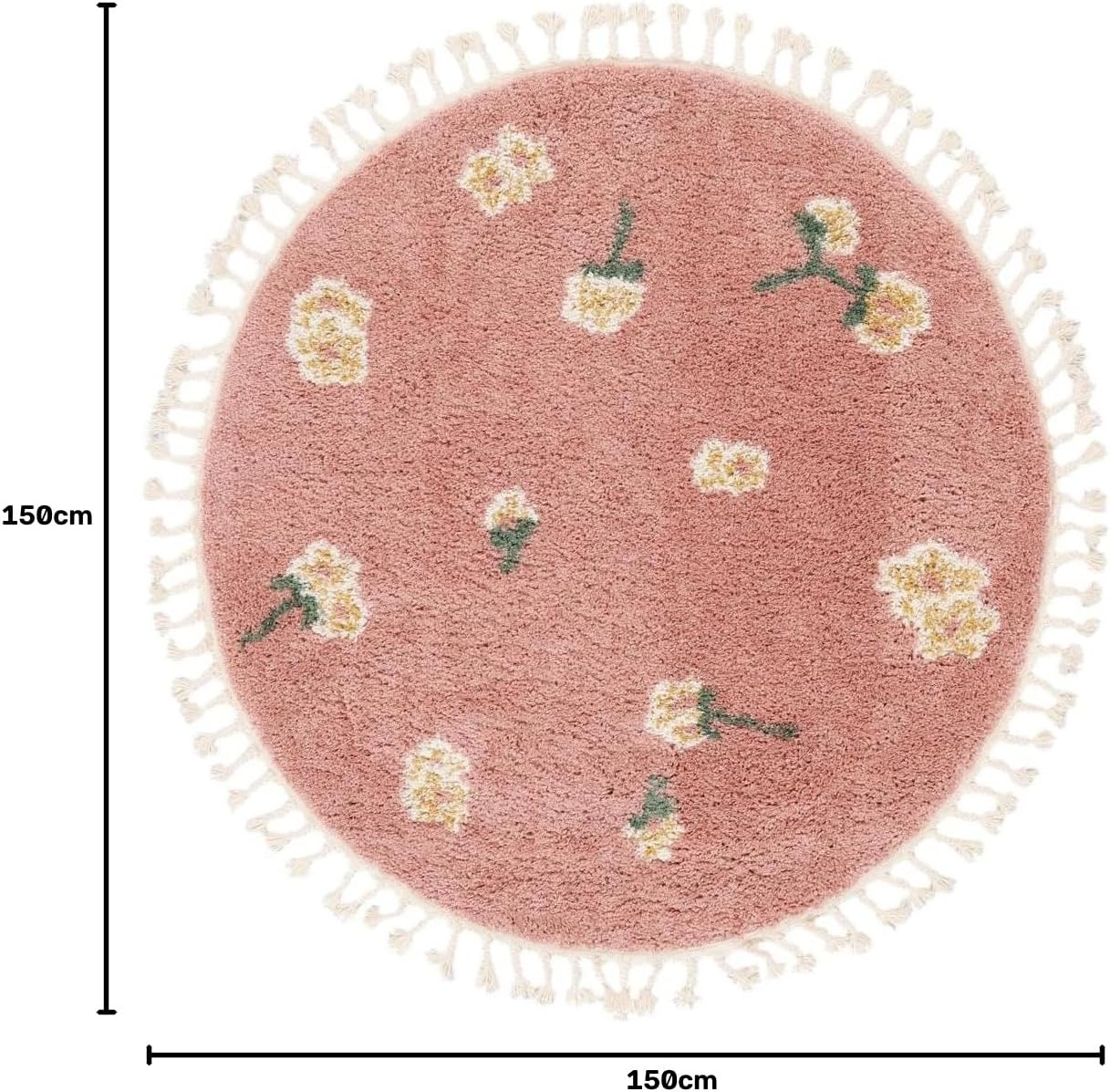 Detalle 2 de RugVista Linnea Kids Rug, Ø 150 cm Round Pink Medium-Pile Rug