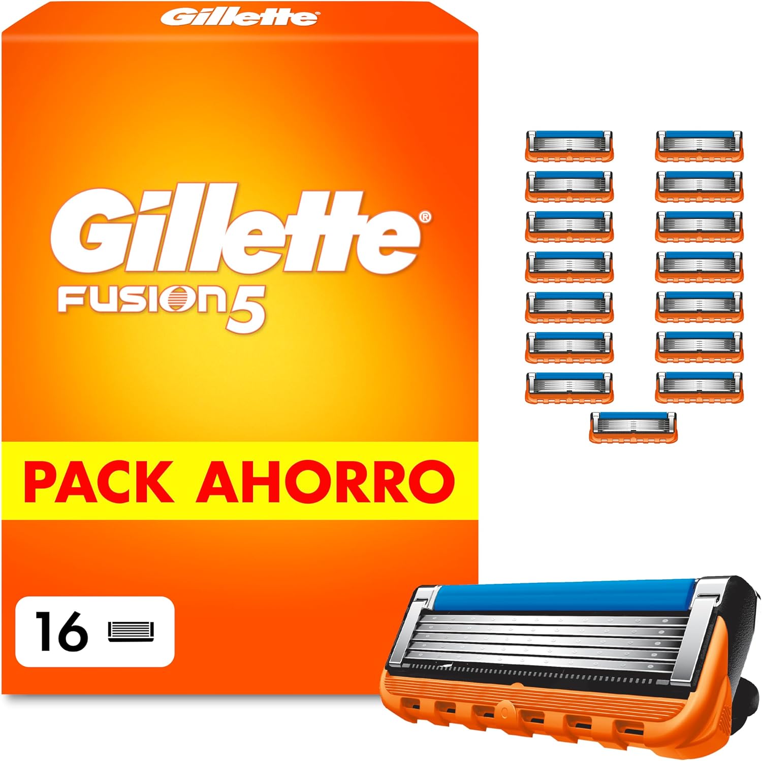 Detalle de Gillette Fusion5 Pack 16 Recambios 5 Hojas con Recortadora 🪒