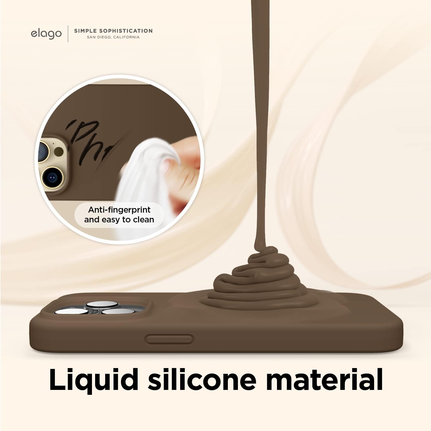 Detalle 2 de elago Coque silicone liquide pour iPhone 14 Pro Max 6,7” (marron) – protection antichoc complète