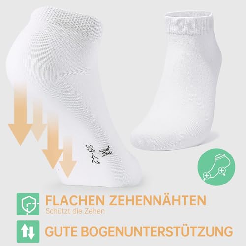 Thumbnail 1 de FALARY Sneaker Socken Herren Damen – 12 Paar Kurze Halbsocken aus Baumwolle, Weiß, Größe 43-46