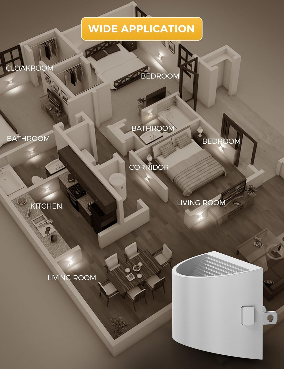 Thumbnail 6 de L LOHAS LED Plug-In Night Lights, 2-Pack with 3-Level Dimming