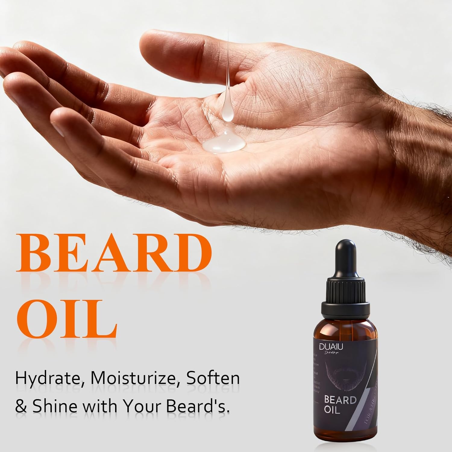 Detalle de DUAIU 7-in-1 Beard Grooming Kit for Men with Beard Oil & Balm, Brush, Combs and Scissors