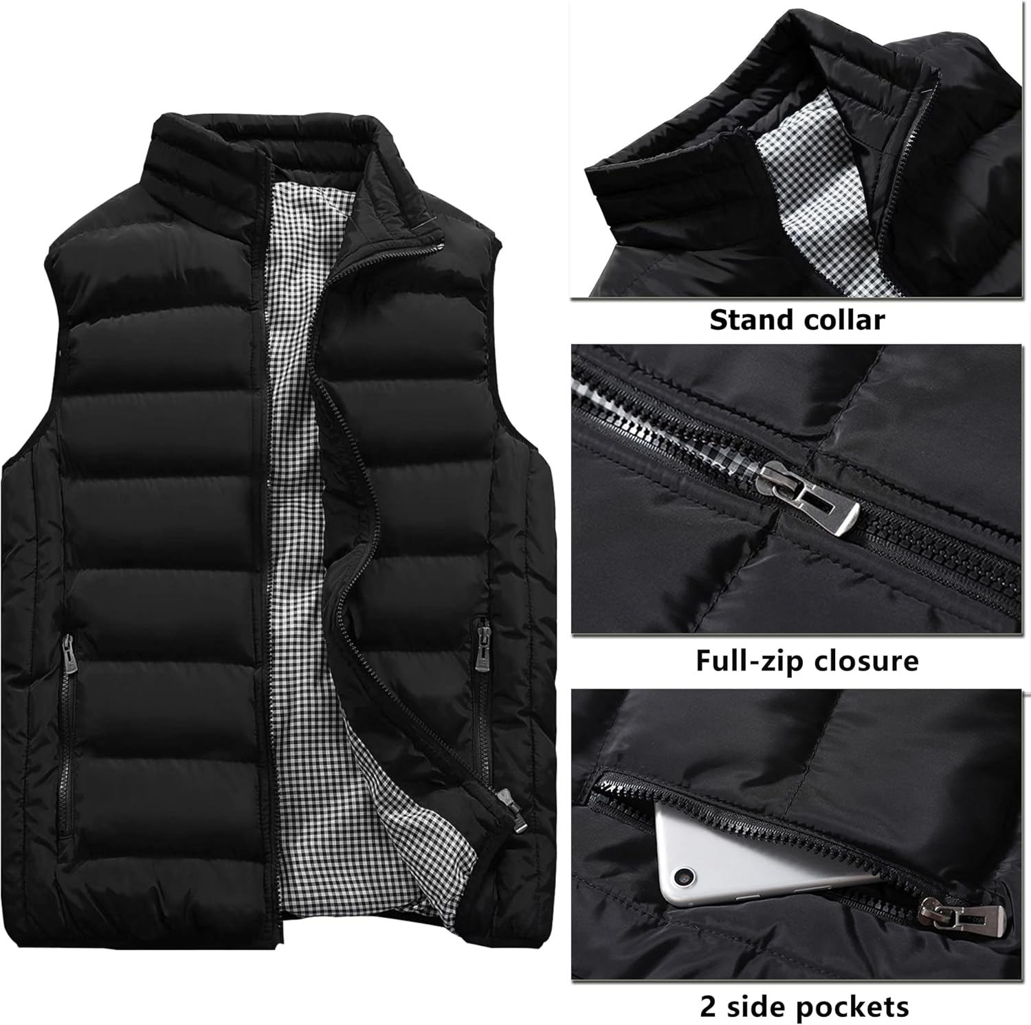 Detalle de Vcansion Men's Stand Collar Outdoor Vest 🌲