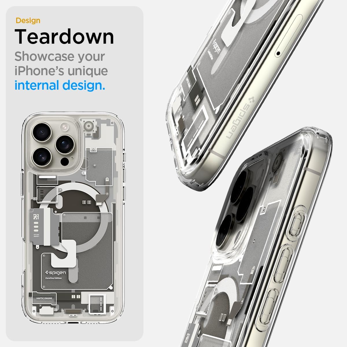 Detalle de Spigen Ultra Hybrid MagFit pour iPhone 16 Pro 6,3 pouces – coque Zero One Titane Naturel (MagSafe)