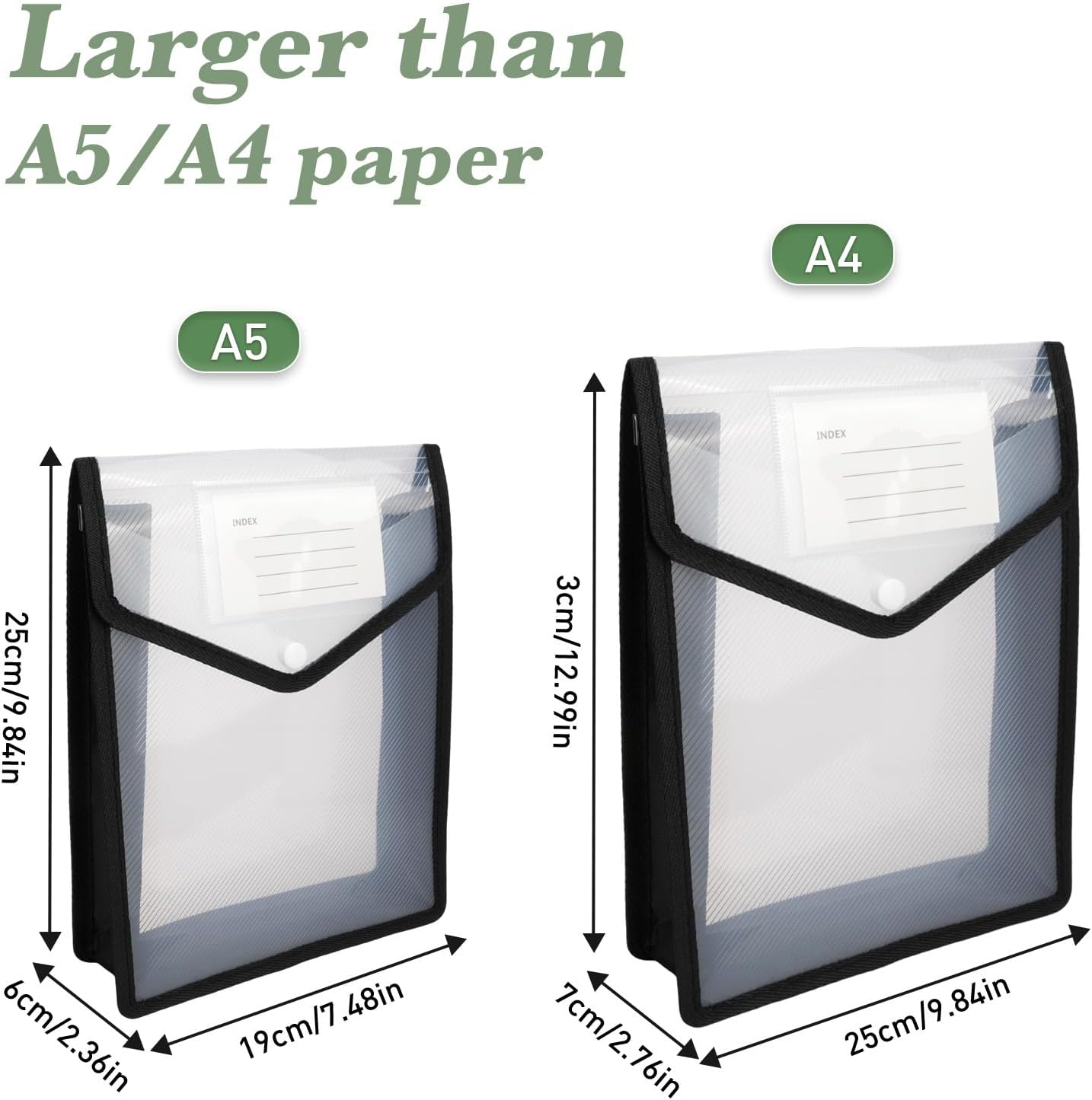 Detalle de QZDAFFIC 6Pcs A5 Plastic Wallet Folders with Popper – Durable, Dustproof Document Holders