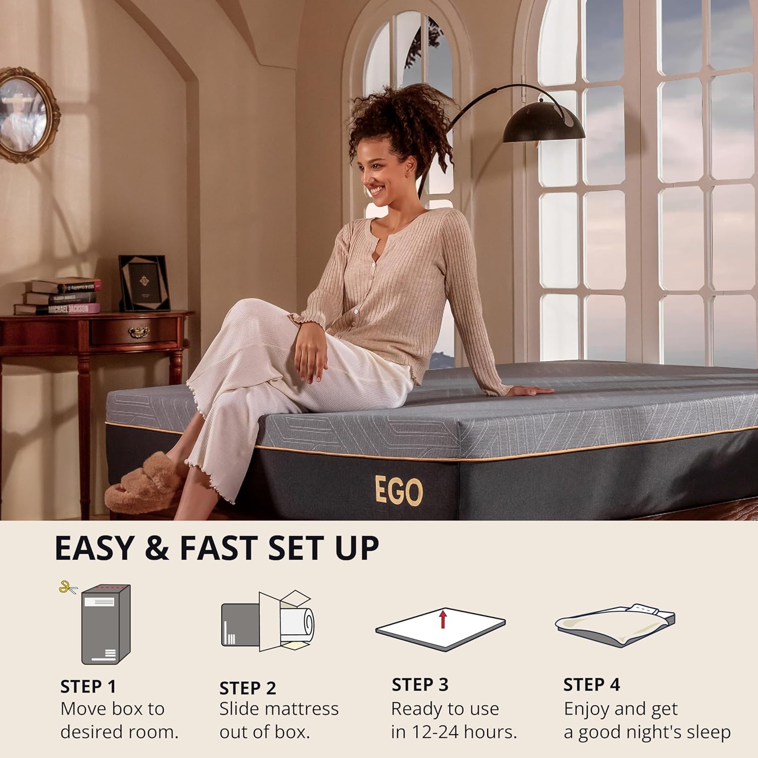 Detalle 1 de MLILY MCE-12-K EGOHOME King Memory Foam Mattress, 12-Inch Medium-Firm