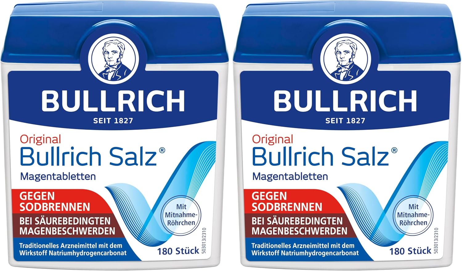 Detalle de Original Bullrich Salz® – Schnelle Hilfe bei Sodbrennen und säurebedingten Magenbeschwerden, vegan, 180 Tabletten (2er Pack)