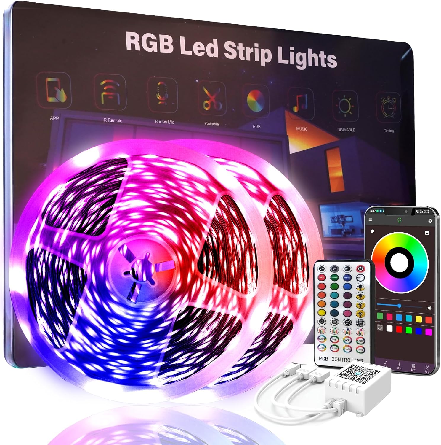 Detalle de FBY 200 FT LED Strip Lights, Music Sync, App and Remote Control