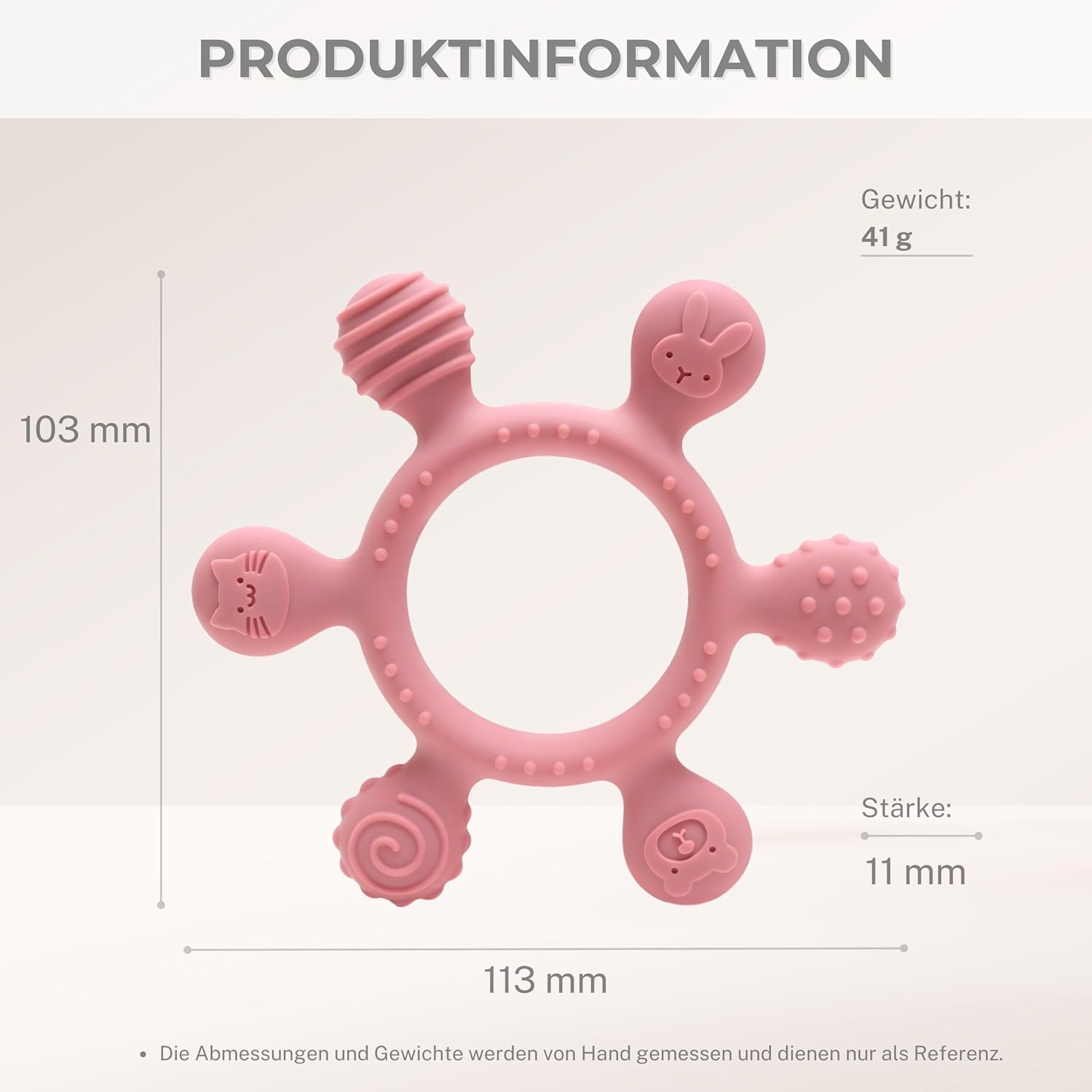 Thumbnail 1 de CAJA Beißring Baby (BPA-freies Silikon) Zahnungshilfe mit Greifring – deep pink