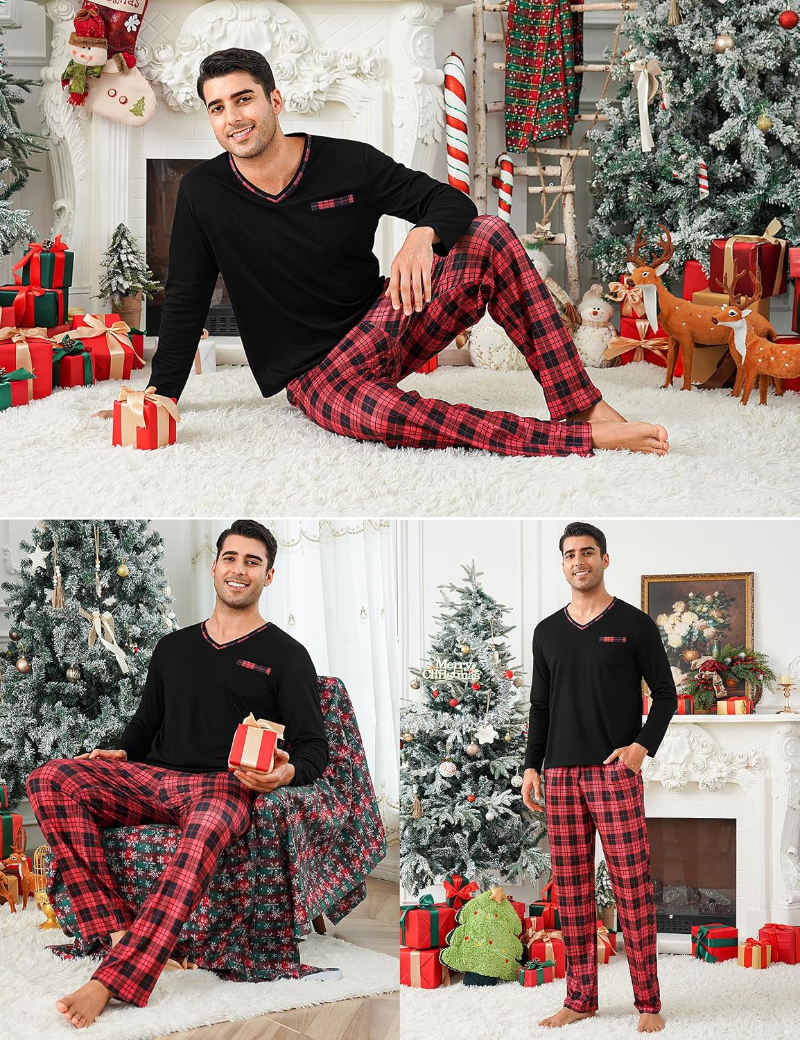 Thumbnail 5 de Demegimi Herren Pyjama Lang Winter kariert