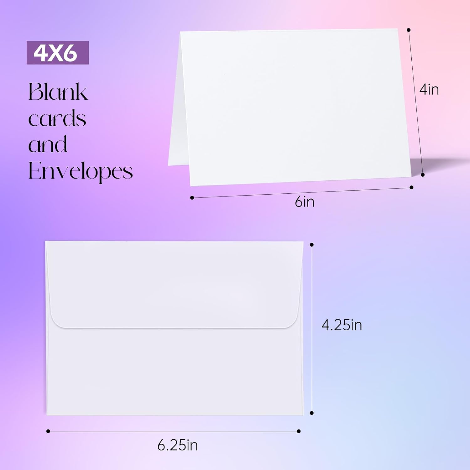 Detalle de Packpal 4 × 6 Blank Card and Envelope Set, White Cardstock, 50-Pack