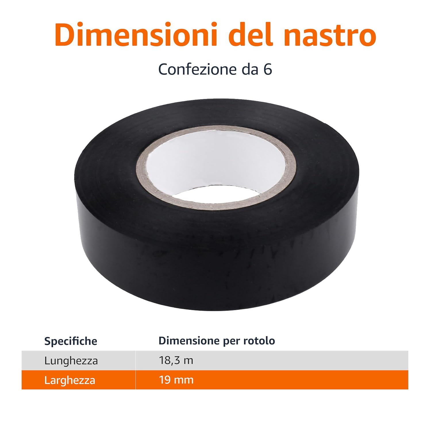 Detalle 2 de Amazon Basics Nastro isolante 1,9 cm x 18,3 m, confezione da 6