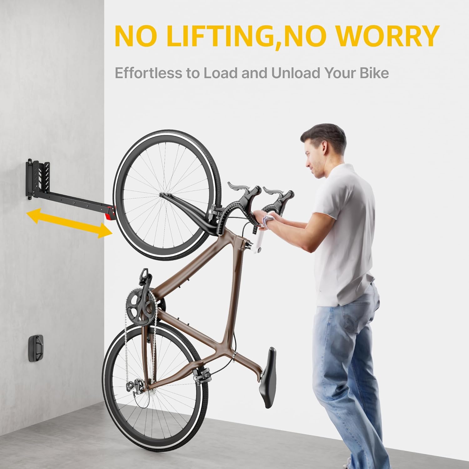 Thumbnail 2 de monTEK Swivel Bike Wall Mount (No Heavy Lifting Required) – Bike Hanger for Garage, Holds Up to 77 lbs, 2 Pack